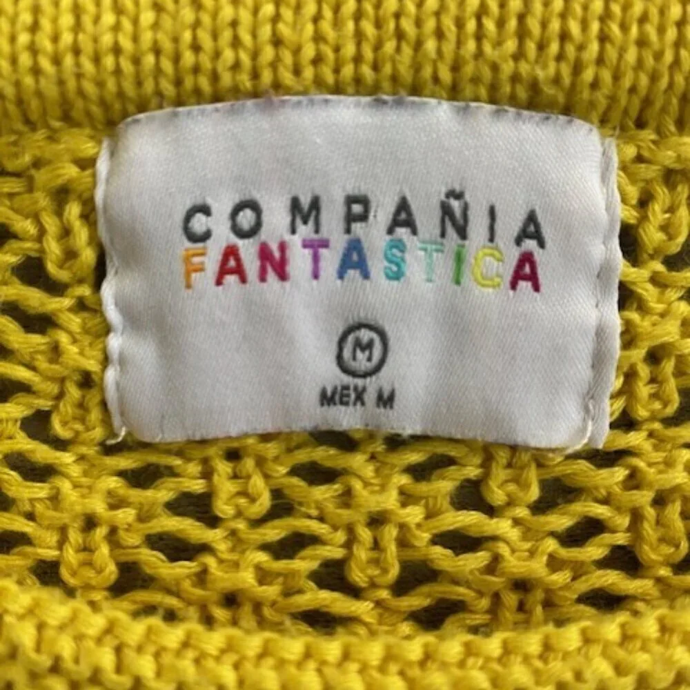 COMPANIA FANTASTICA Yellow Cropped Knit Sweater Medium